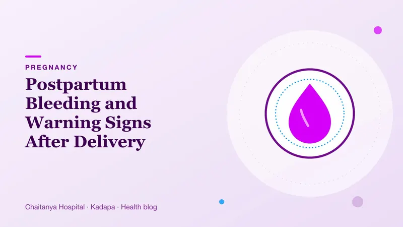 A single soft drop symbolising postpartum bleeding and recovery after childbirth.