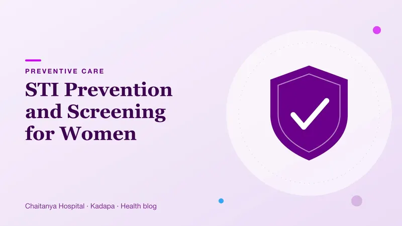 A protective shield illustration representing STI prevention and screening for women.